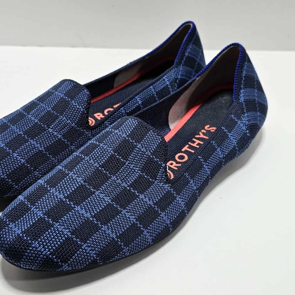 Rothy's Blue Checkered Loafers Sz 8